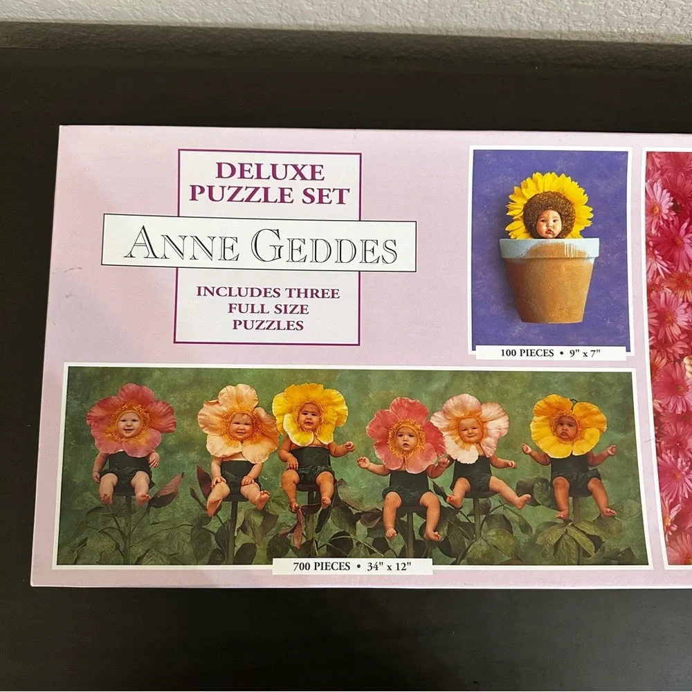 Anne Geddes Deluxe Puzzle Set Sealed Three Full Sized Puzzles New In Box 2001